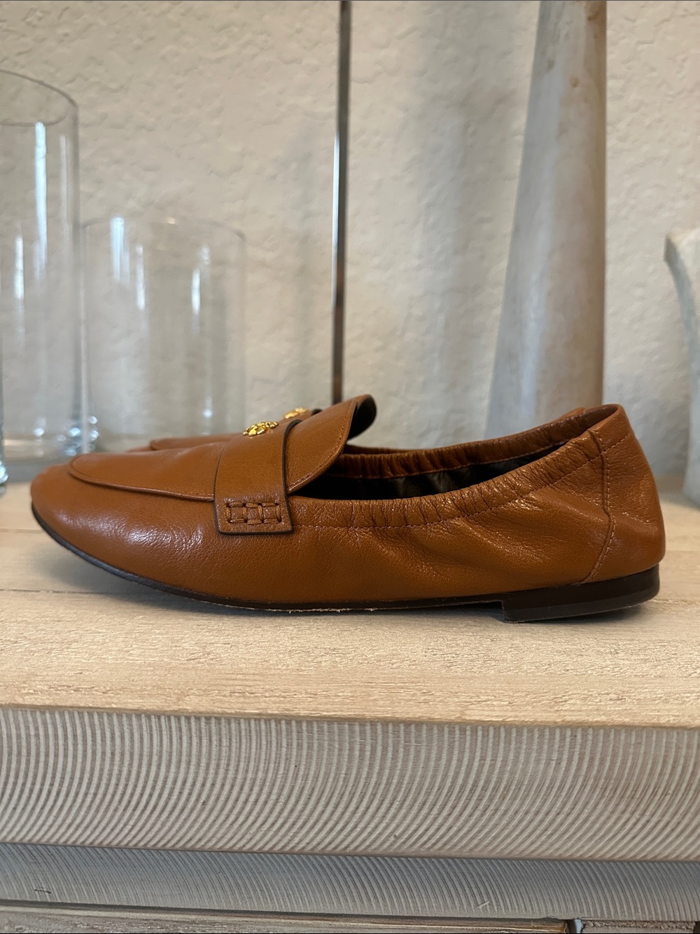 Tory Burch Leather Ballet Loafers Bourbon Size 9 - Picture 2 of 10